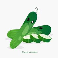 cute cucumber mascot kawaii vector