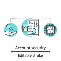 Account security concept icon. Cyber security idea thin line illustration. Password. User safety. Safe authorization and access. Vector isolated outline drawing. Editable stroke