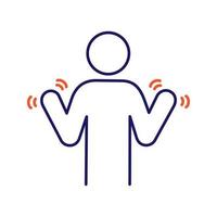 Hands tremor color icon. Parkinson's disease. Shaky hands. Anxiety tremor. Muscle twitching. Trembling. Physiological stress symptoms. Isolated vector illustration