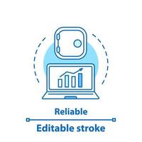 Reliable banking service concept icon. Stock market growth idea thin line illustration. Profit rise. Investment. Vector isolated outline drawing. Editable stroke