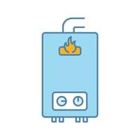 Icono de color del calentador de agua a gas. calentando agua. caldera casera. ilustración vectorial aislada vector