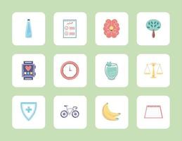 iconos de estilo de vida saludable vector