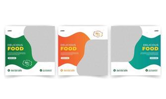 Food and Restaurant Social Media Post Template Design. Social media banner for food business vector