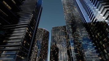 city skyscrapers at night with dark sky video