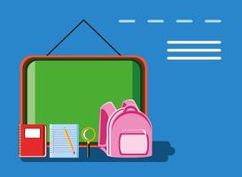 school chalkboard and backpack vector