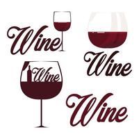 iconos de texto de vino vector