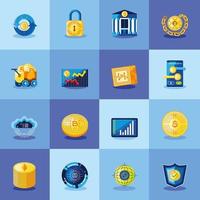 bitcoin collection icons vector