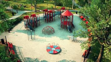 empty children playground in summer during lockout for Covid-19 pandemic video