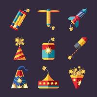 icons set fireworks vector