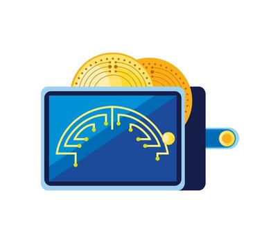 wallet with bitcoin vector