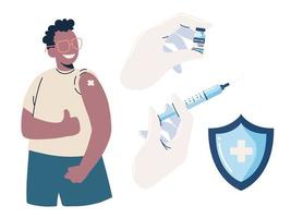 set vaccinated man vector