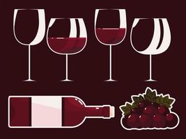 wine drink icons vector