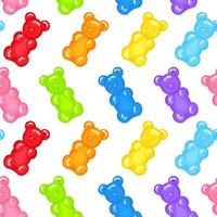 Gummy bear jelly sweet candy seamless pattern with amazing flavor flat style design vector illustration.