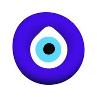 Ilustración de vector de diseño de estilo plano de amuleto de símbolo de mal de ojo oriental azul.