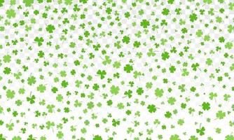Shamrock or green clover leaves pattern background flat design vector illustration isolated on white background.