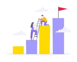 Career climbing and supporting with giving a helping hand business concept flat style design vector illustration.