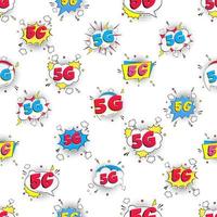 Seamless pattern with modern 5G wireless internet wifi connection comic style speech bubble exclamation text 5g flat style design vector illustration isolated on white background.