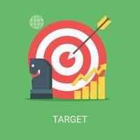 Target vector illustration concept in flat style. Bullseye, target, chess, graph, globe icon suitable for many purposes.