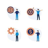 Set of modern flat design people icons of business analytics and planning, setting, businessman, seo, globe, target, accounting, data analysis, teamwork. vector