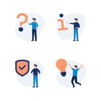 Set of modern flat design people icons of business, creativity idea, protection, shield, market research, online support, teamwork, information. vector