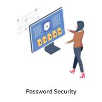 Trendy isometric illustration of password security vector