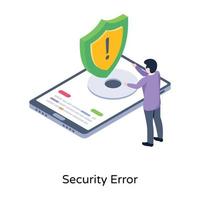 Isometric illustration of security error, premium download vector