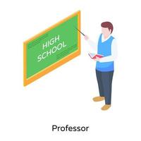 profesor en el icono isométrico del tablero de clase vector