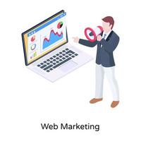 Pixel perfect isometric illustration of web marketing vector