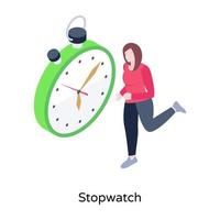 Stopwatch isometric illustration with pixel perfect graphics vector