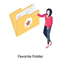 Favourite folder isometric illustration, editable vector