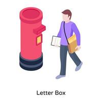 Letter box isometric illustration, editable vector