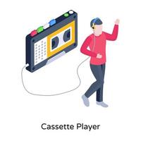 Have a look at this unique isometric illustration of cassette player vector