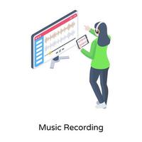 A trendy illustration of music recording in isometric style vector