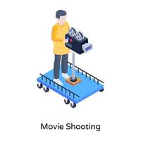 An amazing isometric illustration of movie shooting in an editable design vector