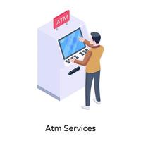 tarjeta atm con escudo, concepto de icono isométrico de protección de pago vector