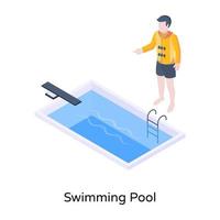 A modern isometric illustration of swimming pool vector