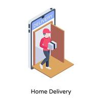 An isometric illustration of home delivery in modern design vector