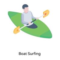 Person doing boat surfing, conceptual icon vector
