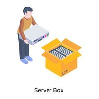 Isometric icon of server box, editable vector