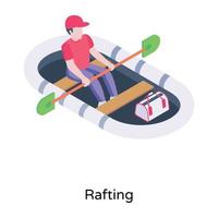 Trendy isometric icon of rafting, editable vector