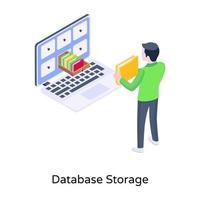 Folder drawer, an isometric icon of database storage vector
