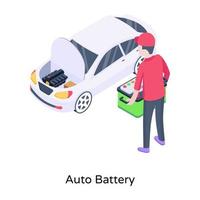 un icono isométrico bien diseñado de batería automática vector