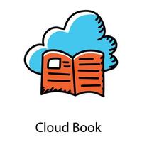 Cloud book doodle icon, editable vector