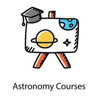 Astronomy courses doodle icon, editable vector