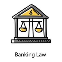derecho bancario en icono dibujado a mano vector