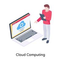 Cloud computing isometric illustration, online data hosting vector