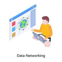 una ilustración isométrica bien diseñada de redes de datos vector