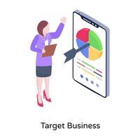 Target business isometric illustration with scalable facility vector