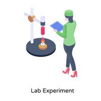 ilustración isométrica del experimento de laboratorio en diseño editable moderno vector
