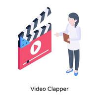 Video clapper isometric illustration vector